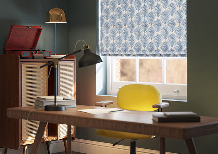 Gentle Palm, Navy - Motorised Roman Blind - Image 5